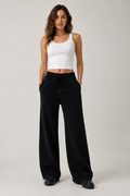 Pantaloni a Gamba Larga in Maglia Neri