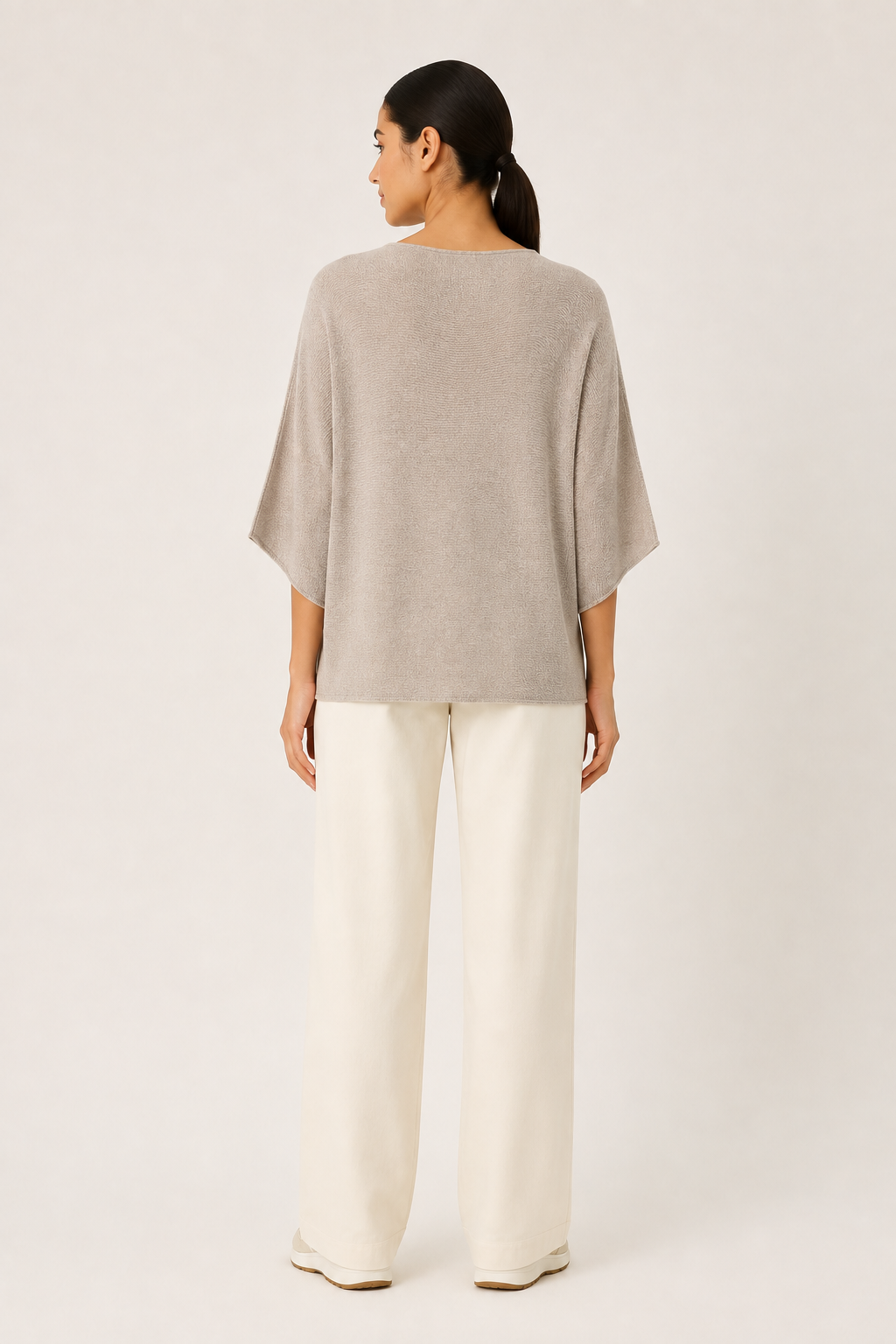 Maglia Oversize Beige Greige con Maniche Kimono