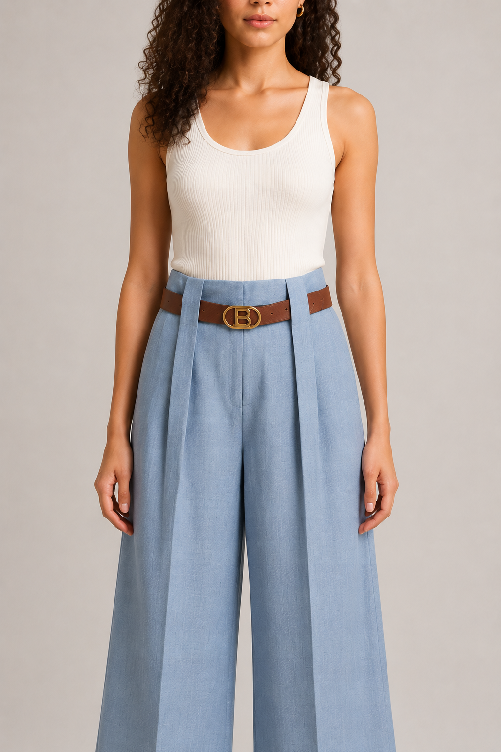 Pantaloni con Cintura Blu Navy