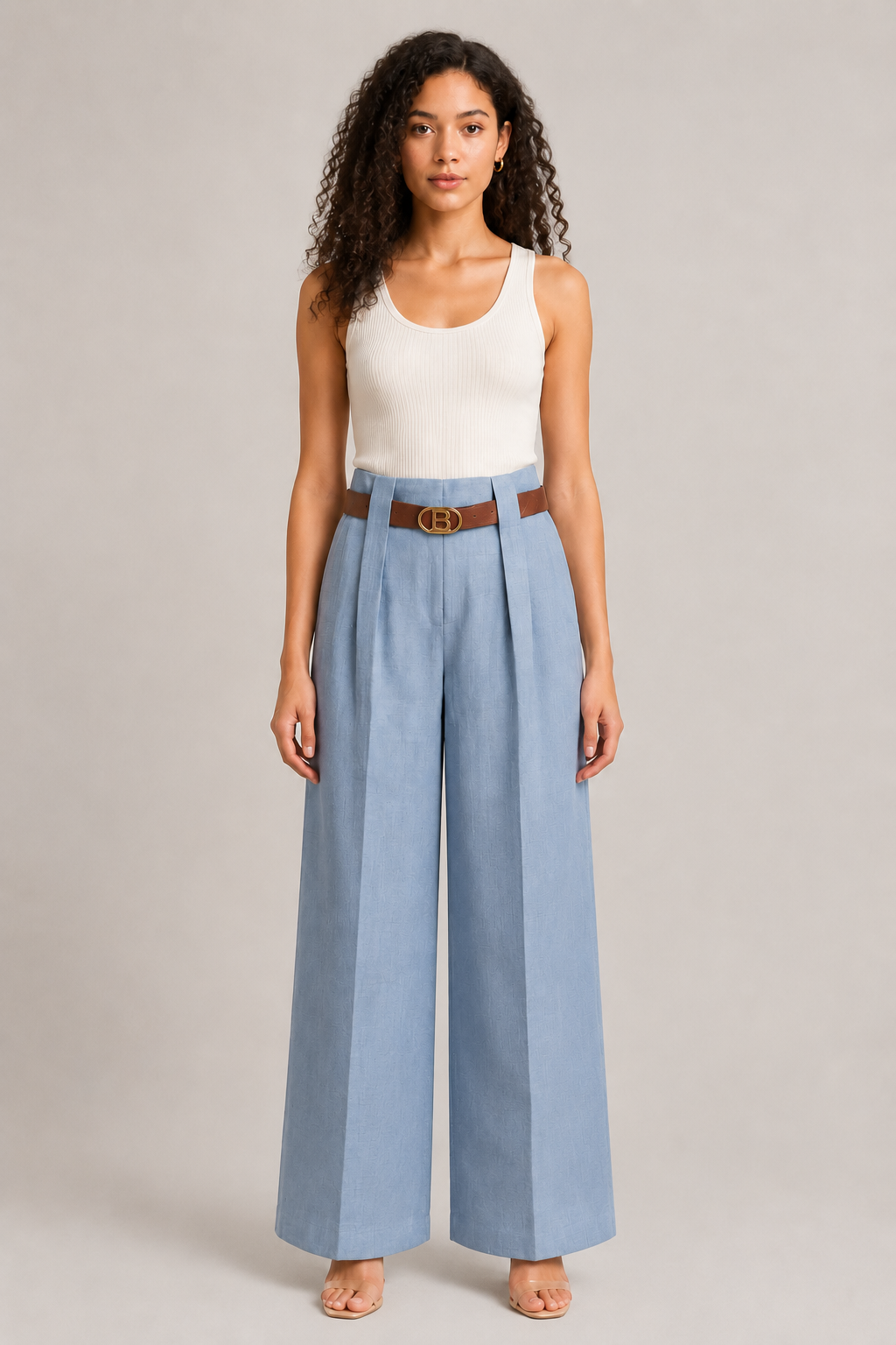 Pantaloni con Cintura Blu Navy
