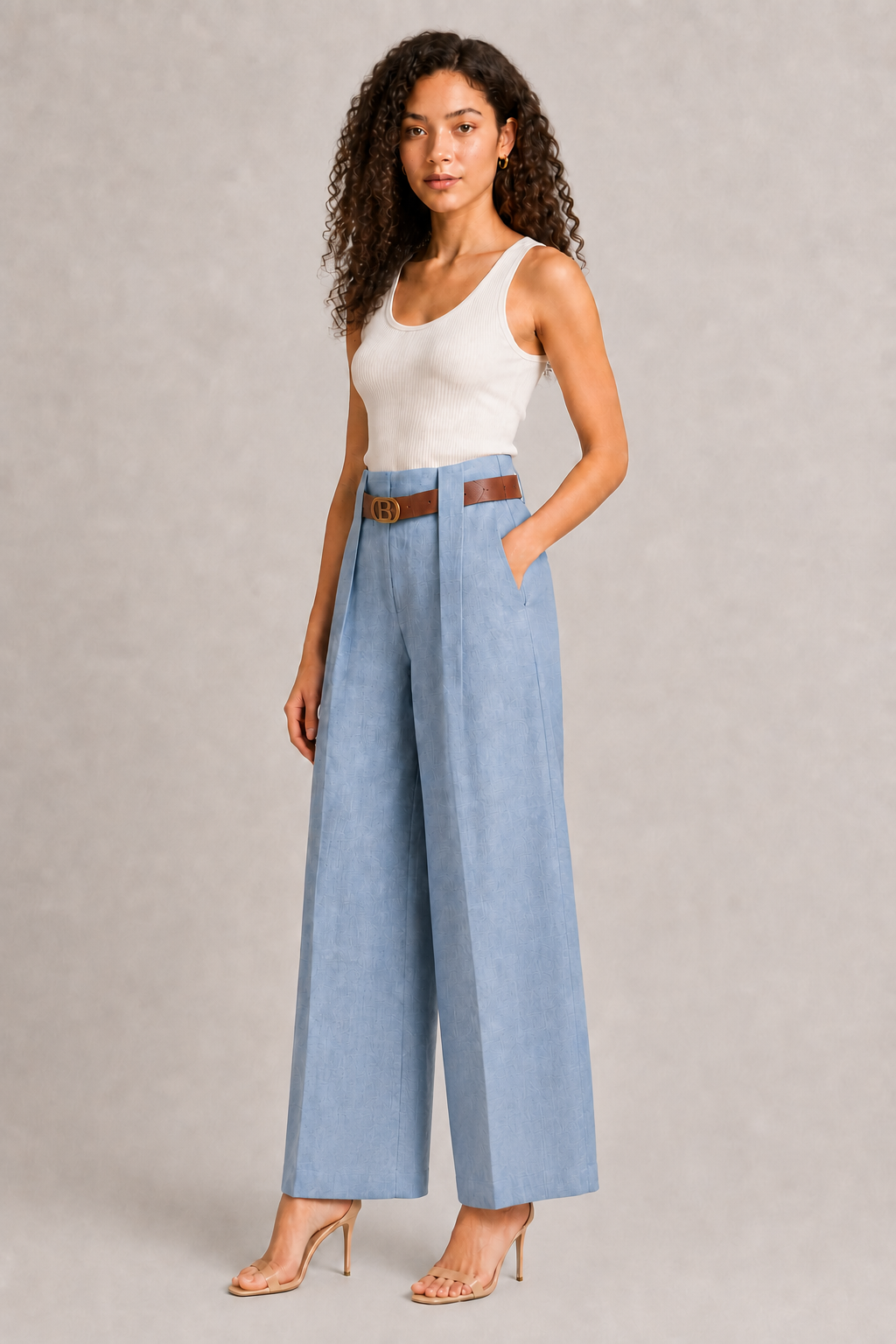 Pantaloni con Cintura Blu Navy