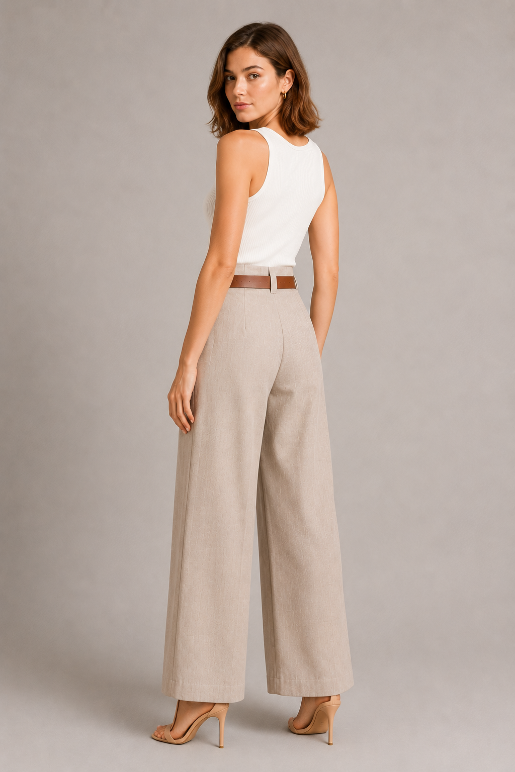 Pantaloni con Cintura Marrone Chiaro