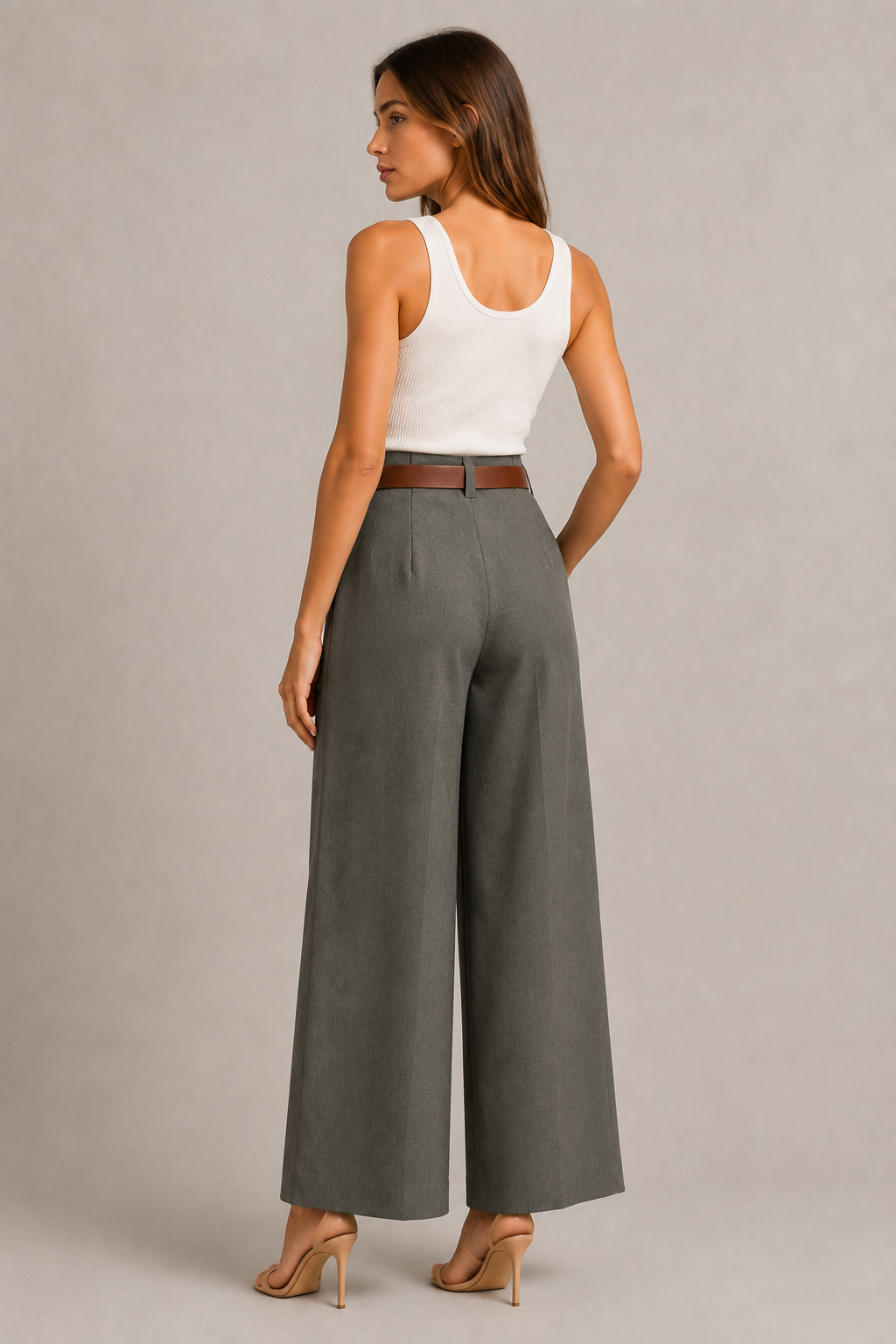 Pantaloni in Tessuto Premium con Cintura · Nero Elegante