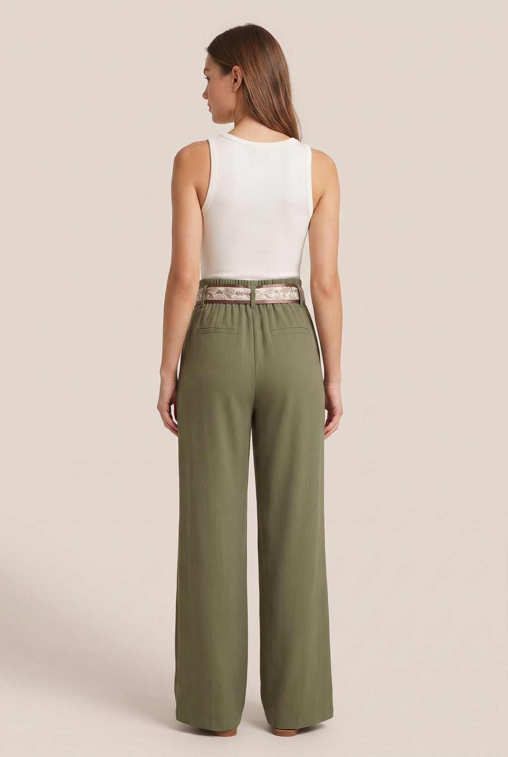 Pantaloni Sartoriali · Verde Oliva con Cintura Paisley