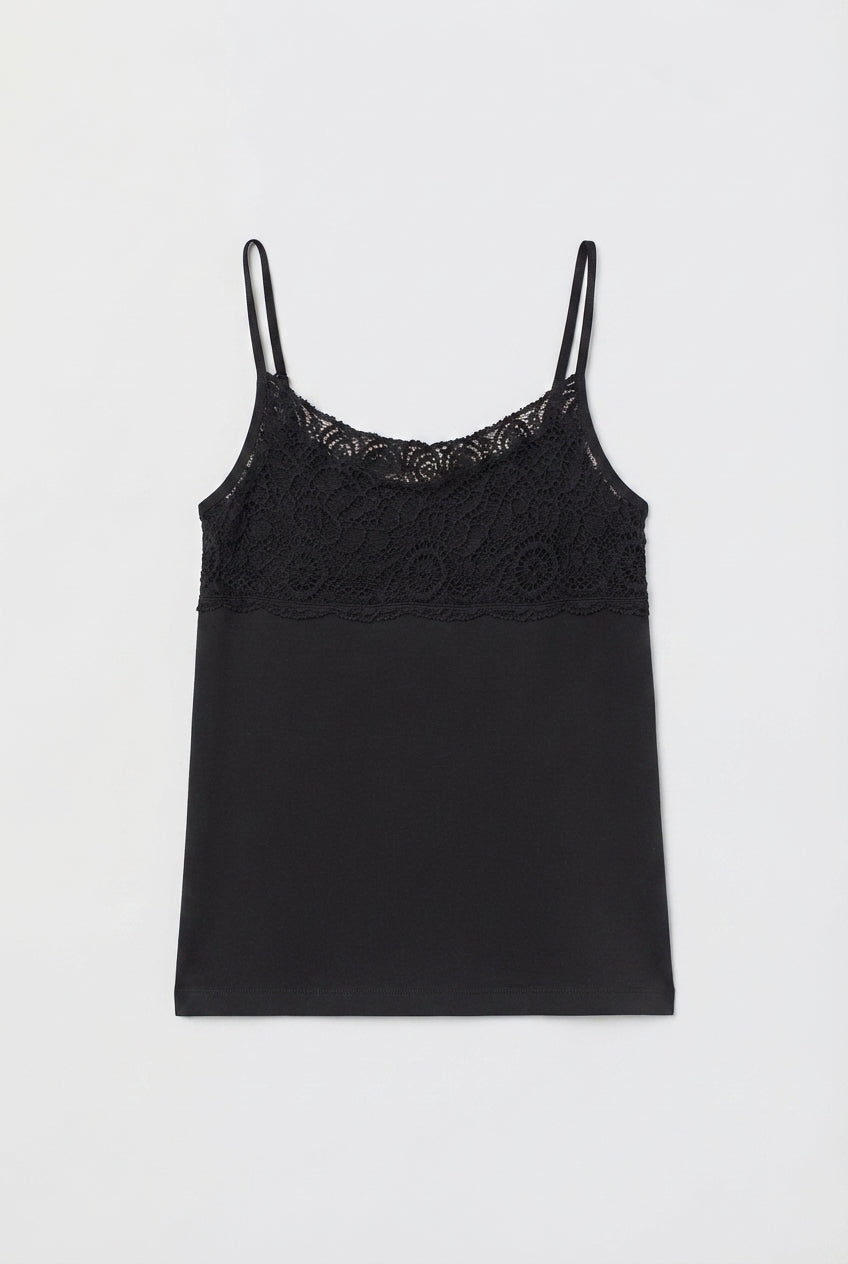 Canotta con Pizzo Frontale Nera