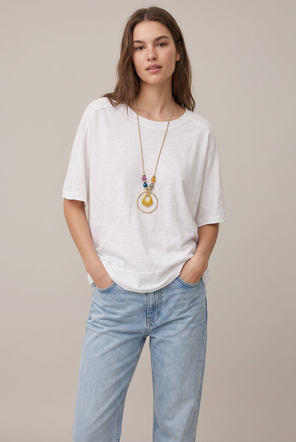 Top Oversize Bianco a Mezza Manica