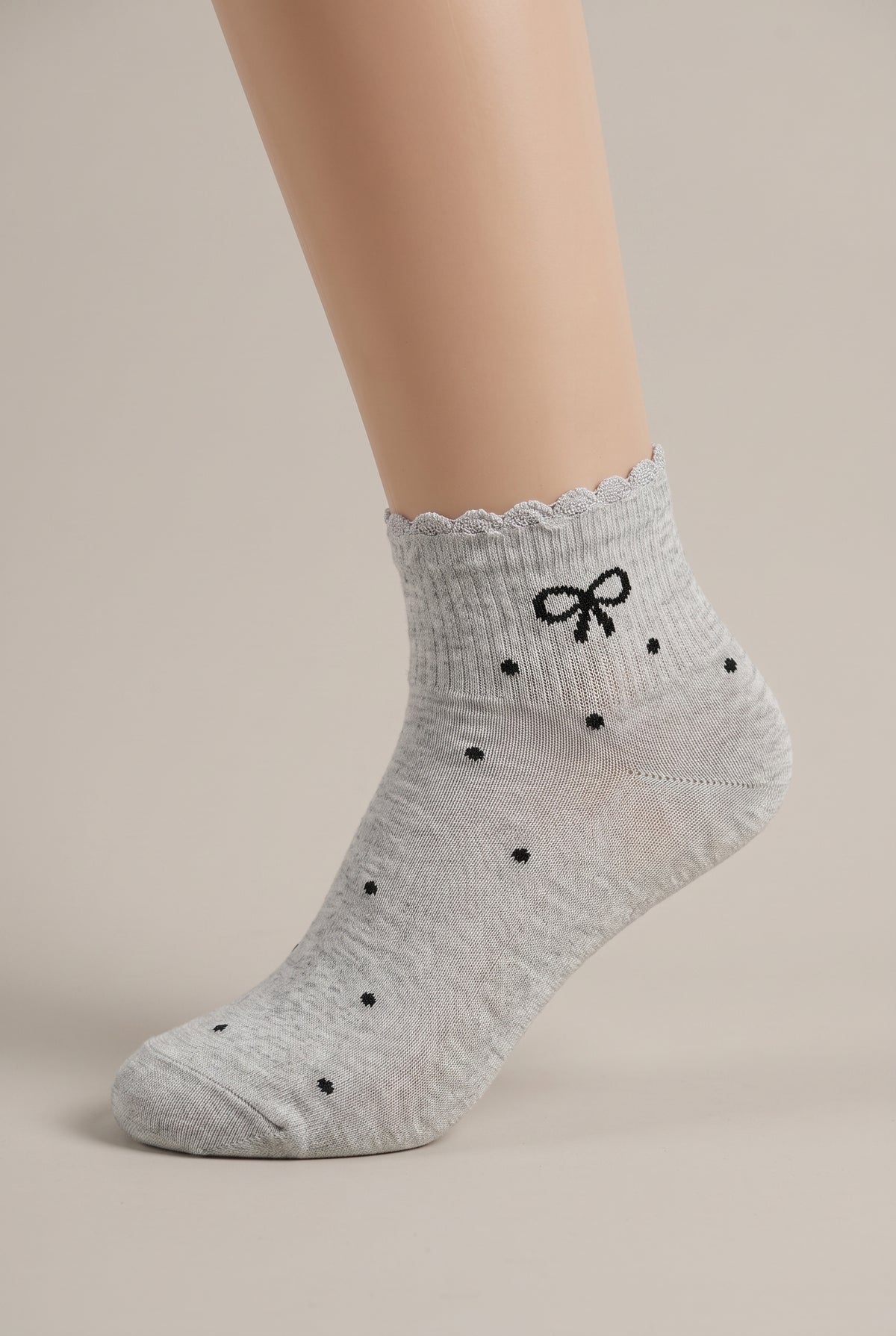 Calzini Con Fiocco - Bianco con pois neri