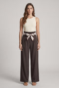 Pantaloni Sartoriali · Marrone Scuro con Cintura Paisley