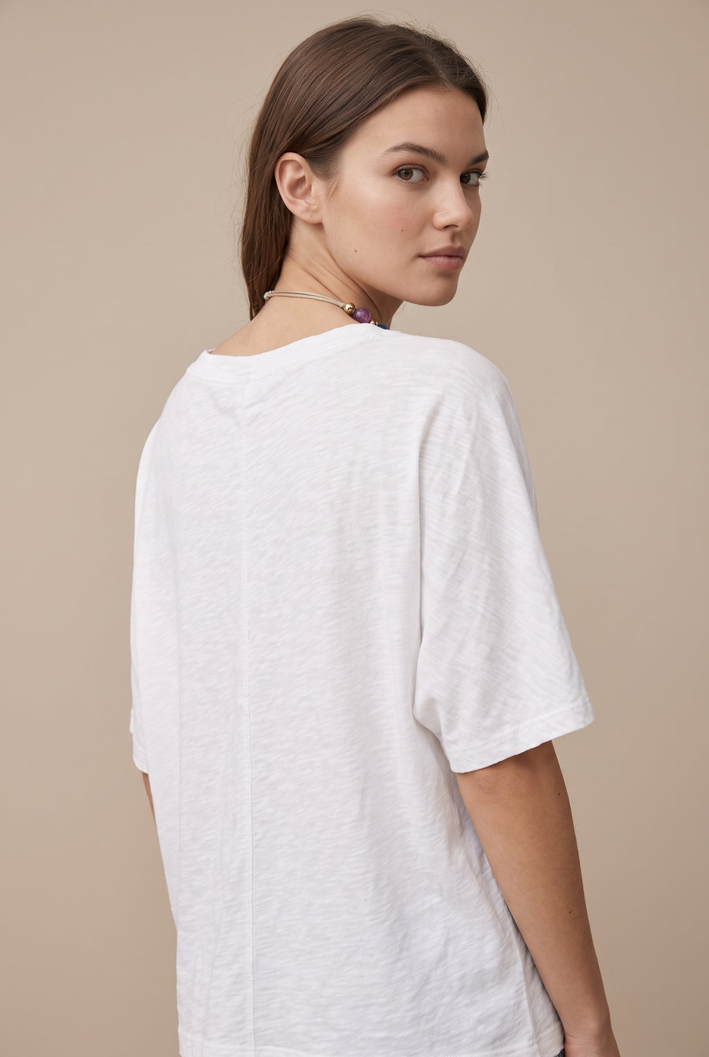 Top Oversize Bianco a Mezza Manica