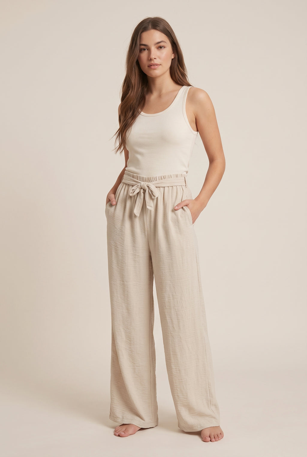 Pantaloni Fluidi · Beige Naturale