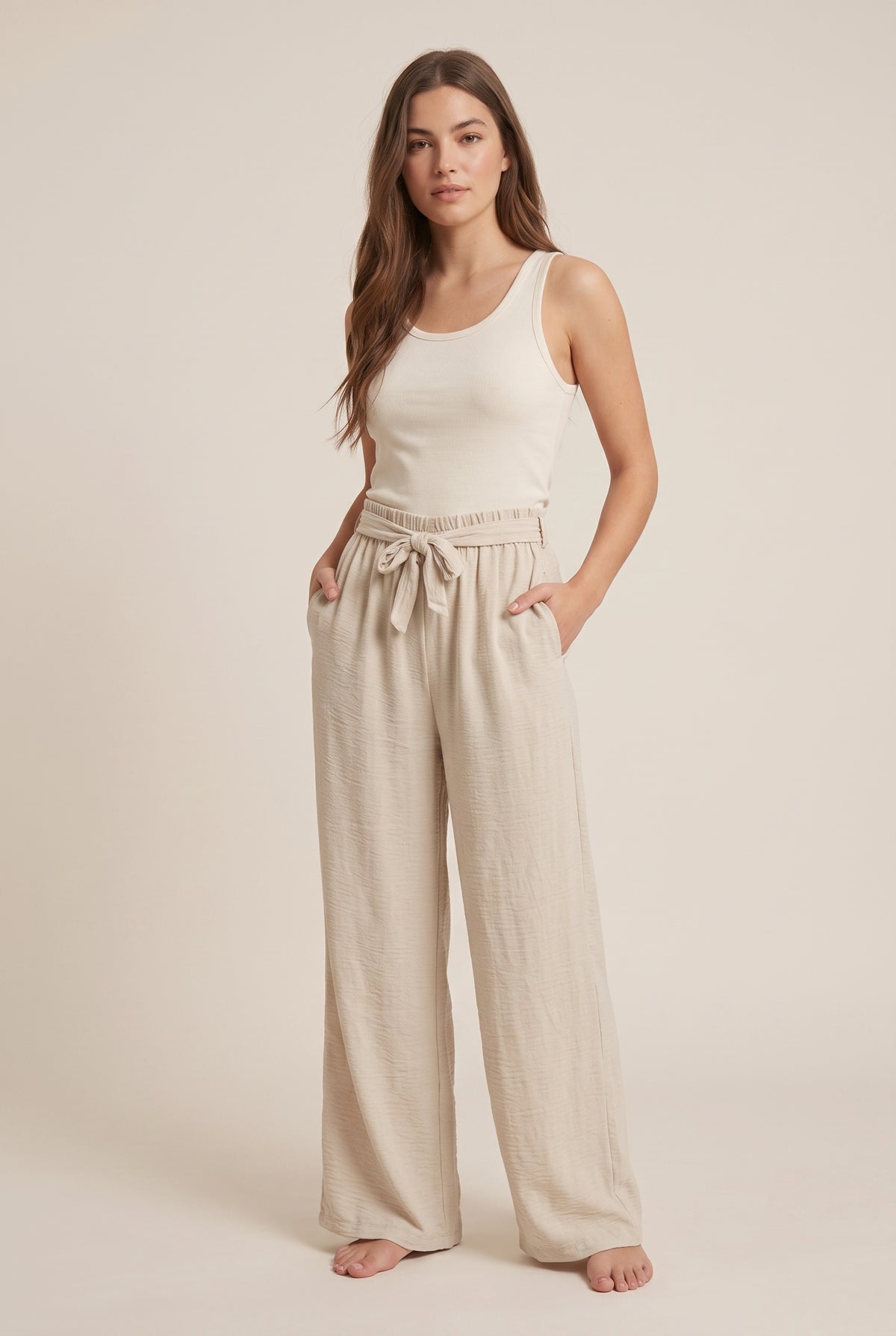 Pantaloni Fluidi · Beige Naturale